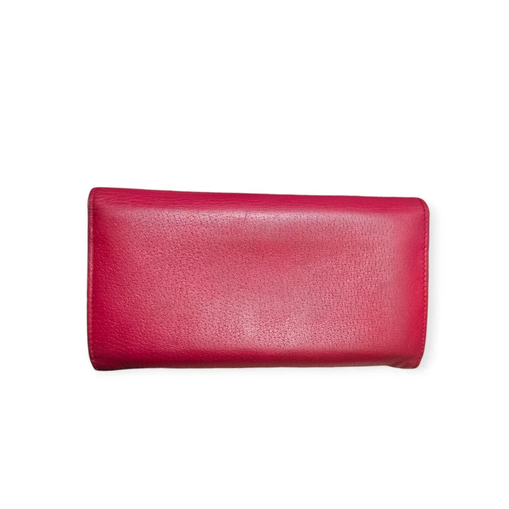Gucci‎ GG Embroidered Floral Crystal Continental Red Leather Trifold Wallet